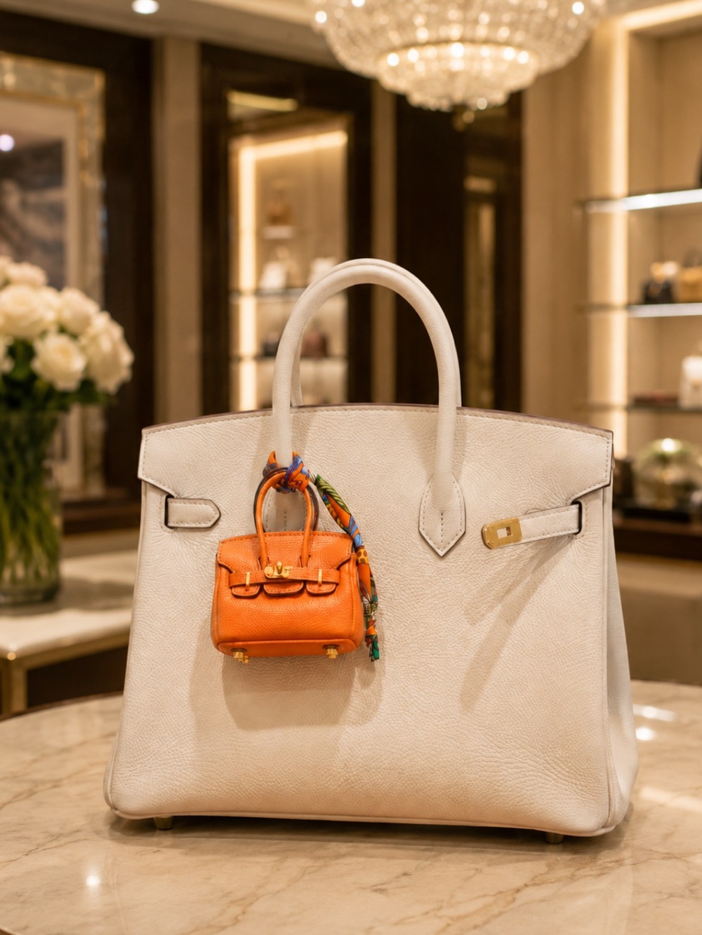 New Mini Birki Luxe Mini Handbag Orange Bag Charm Quiet Luxury Elegant Classic